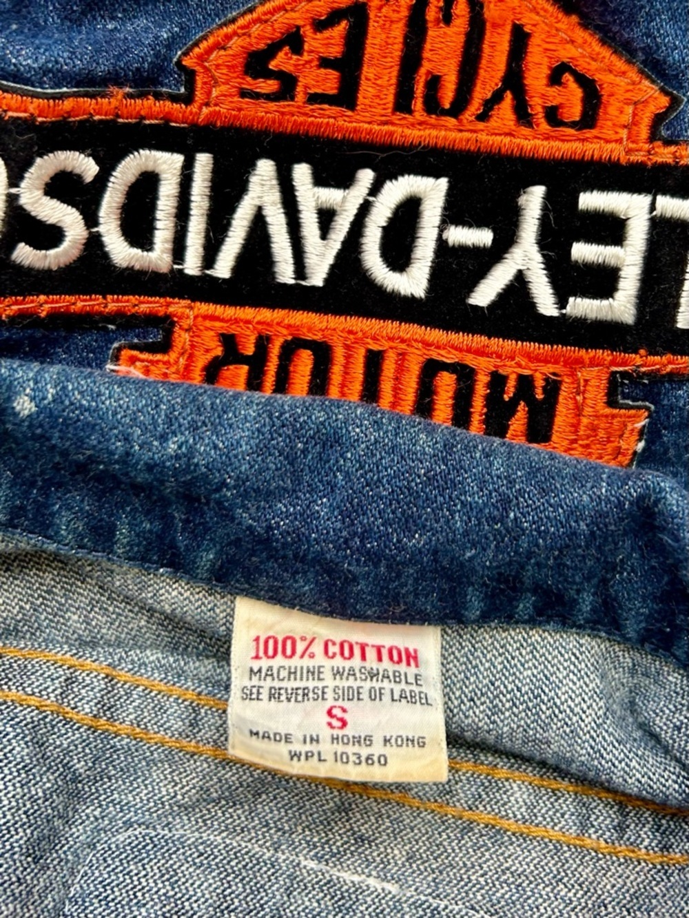 Vintage 90s Harley Davidson Denim Vest Boot Hill Saloon Electra Glide Eagle S - Picture 12 of 14
